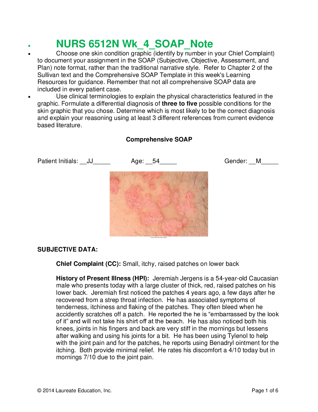 Preview image of NURS 6512N Week 4 SOAP Note document